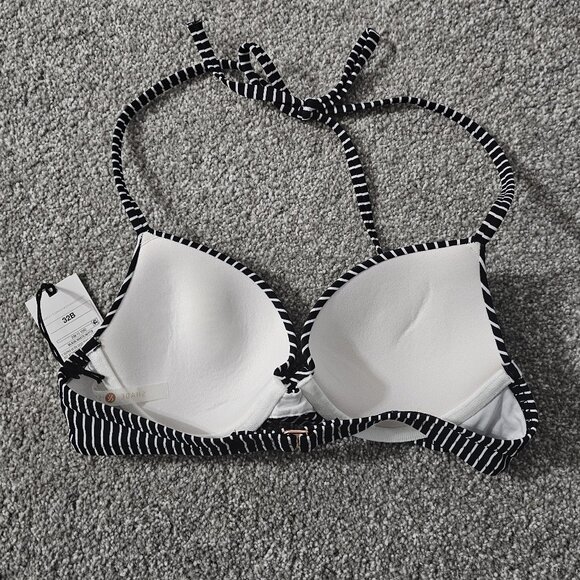 SHADE & SHORE black/white BIKINI TOP striped LIGHTLY LINED underwire - Picture 4 of 7
